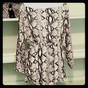 Tobi Reptile Print Long Sleeved Romper